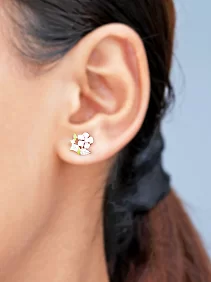 Tiny Pink Floral Stud Earrings