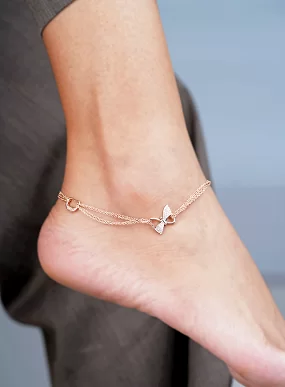 Heart & Butterfly Multi Layer Double Anklet