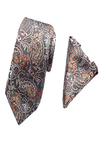 Premium Slik Formal Free Size Microfiber Necktie for Men with A Pocket Square - Multicolor