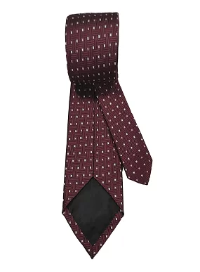 Rare Combee Men's Deep Maroon Silk Necktie, Pink & Yellow Dotted Premium Fabric Luxurious Finishing with Pocket Squre