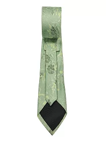 Rare Combee Premium Gold Pista Green Silk Necktie Luxurious Finishing with Pocket Square & Cufflinks for Weeding, Corporate, Meeting, Party's, Reception, Gift, Business, Office