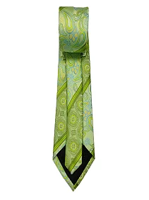Rare Combee Premium Gold Light Green Silk Necktie Luxurious Finishing with Pocket Square, Cufflinks & Rose Pin for Weeding, Corporate, Meeting, Party's, Reception, Gift, Business, Office