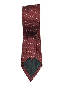 Ultra-Premium Maroon Silk Necktie for Men Matching Cufflinks with a Pocket Square. White Dotted Design