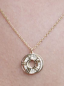 Roman Numerals Double Circle Pendant Chain