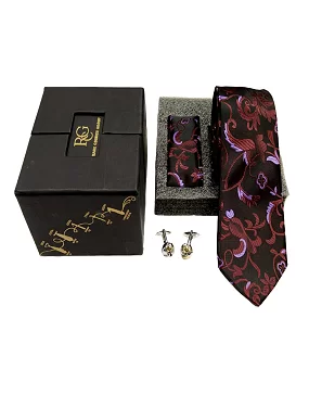 Rare Combee Signature Edition Black Color Luxurious Necktie with Pocket Square and Cufflink for Party, Wedding or Corporate Gift