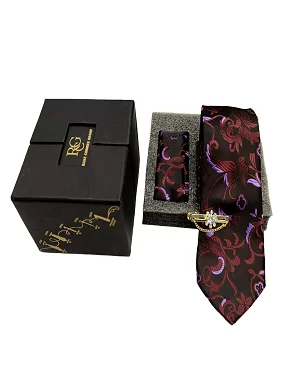 Rare Combee Signature Edition Black Color Luxurious Necktie with Pocket Square and Tie Pin for Party, Wedding or Corporate Gift