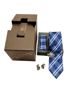 Rare Combee Signature Edition Blue Color Luxurious Necktie with Pocket Square,Cufflink,Tie Pin for Party, Wedding or Corporate Gift