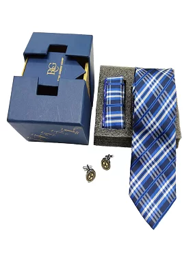 Rare Combee Signature Edition Blue Color Luxurious Necktie with Pocket Square,Cufflink for Party, Wedding or Corporate Gift