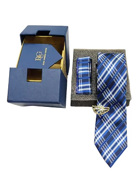 Rare Combee Signature Edition Blue Color Luxurious Necktie with Pocket Square and Tie Pin for Party, Wedding or Corporate Gift