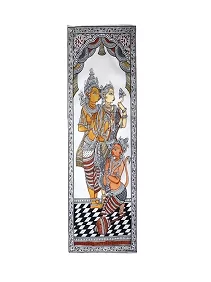 Shri Ram Janki with Hanuman Ji Pattachitra Painting on Tussar Silk – Traditional Indian Art Masterpiece