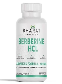 BHARAT AYURVEDA Berberine HCL 600mg Capsules, Dietary Herbal Supplement, Supports Immune Function, Boost Metabolism & (120 Capsule Berberine HCL)