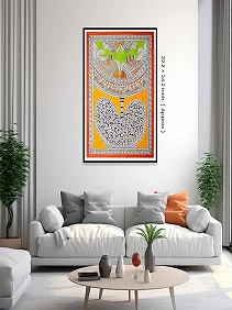 Palak Saxena Dancing Fish: A Symphony Of Colors | Unframed Madhubani Painting 32.2 X 24.2 Inches for Home and Office Decor