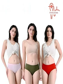 FAIROSTORE Women's Cotton Panties Comfortable Solid Panties Multicolor (XXL 100 cm) Panties (Pack of 3)