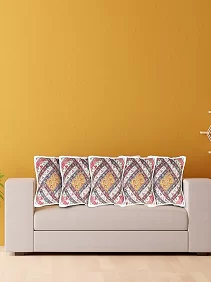 PALAK SAXENA Gujrati Style Decorative Zari Thread Cushion Covers Single-Sided