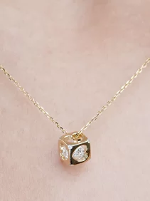 White Heart Cube Pendant Chain