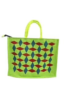 spacious Jute Bag with Zipper Closure, Full Sizet and Large Handles,MultiPurpose Jute Bag for Office/College/School,Tiffin,Shopping/Grocery Bag, Eco-Friendly Bag For Men,Women and Kids (Green)