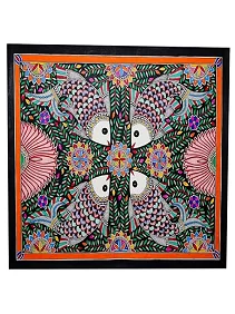 Palak Saxena Madhubani Fish Mandala Painting - Intricate Handmade Artwork (32.2×24.2 Inches)