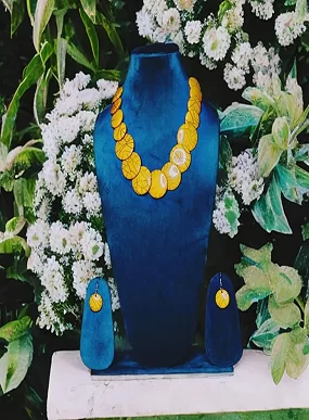 Palak Saxena Elegant Tribal Multicolour Beaded Necklace Set – Traditional Ethnic jewellery for Women & Girls Chemical beads (YELLOW)