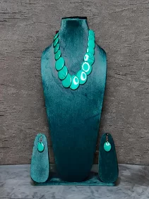 Elegant Tribal Multicolour Beaded Necklace Set – Traditional Ethnic jewellery for Women & Girls Chemical beads (Green)