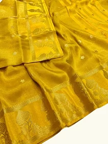 Premium Tissue Banarasi Saree – Regal Shine with Blouse Piece