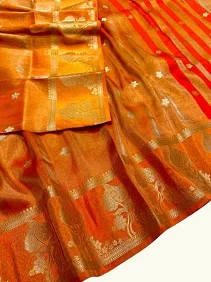 Premium Tissue Banarasi Saree – Regal Shine with Blouse Piece