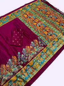 Premium Dola Silk Saree – Golden Print Elegance with Blouse Piece
