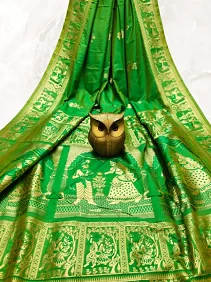 Dual Tone Bishnupuri Baluchari Silk Saree – Pure Soft Elegance with Blouse Piece