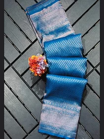 Brocade Silk Saree / Bangalore Silk Saree with Zari Border & Blouse Piece