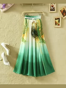 Long Skirt of Women | Women's Ethnic Flared Skirt - Fancy Dori & Button Work | Silk Long Skirt for Festive & Casual Wear