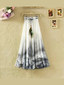 Long Skirt of Women | Women's Ethnic Flared Skirt - Fancy Dori & Button Work | Silk Long Skirt for Festive & Casual Wear