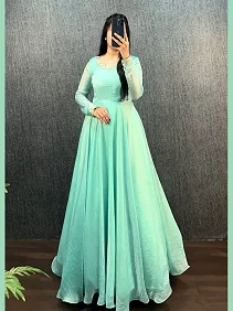 Women’s Party Wear Gown | Embroidered Gown Set | Ethnic Festive Gown with Dupatta