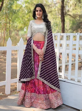 Designer Digital Printed Georgette Lehenga Choli with Embroidered Dupatta | Wedding & Party Wear Collection