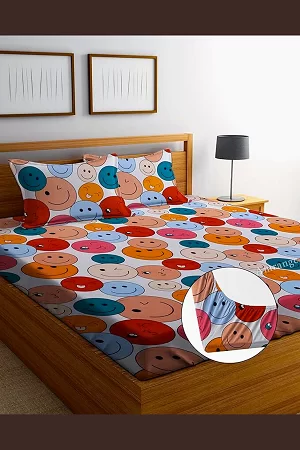 Aavya Queen Size Bedsheet | Abstract Print | Soft Microfibre Fabric | Multi-Color | Premium Bedding Set