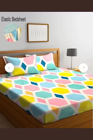 Aavya Queen Size Bedsheet | Abstract Print | Soft Microfibre Fabric | Multi-Color | Premium Bedding Set