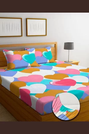 Aavya Queen Size Bedsheet | Abstract Print | Soft Microfibre Fabric | Multi-Color | Premium Bedding Set