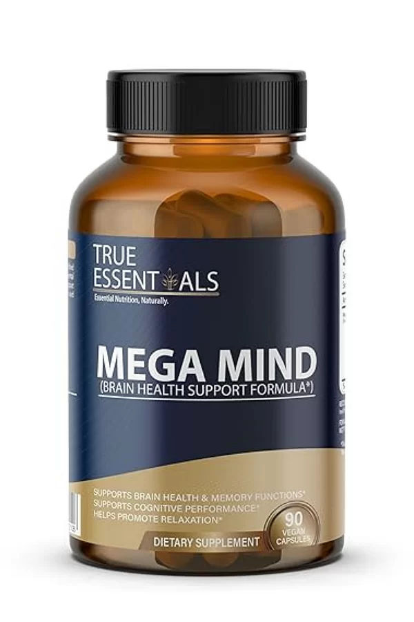 True Essential Mega Mind capsules 90 capsules |Supports Brain Health & Memory Functions Supports Cognitive Performance+ Helps Promotes Relaxation Pack of 1