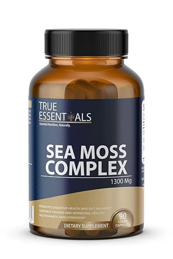 True Essential Sea Moss Capsules 1300mg 90 Capsules| Promotes Digestive Health And Gut Balance Promotes Thyroid And Hormonal Health- Pack of 1