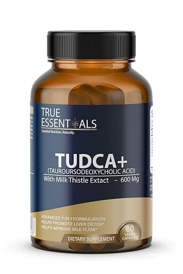 True Essentials Tudca 600 mg - Liver Supplement with milk thistle for Improve Bile Flow - 60 Capsules