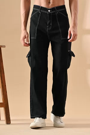 Men Relaxed Fit Mid Rise Black Jeans