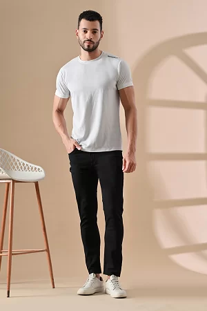 Men Slim Mid Rise Black Jeans