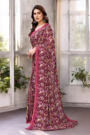 Soft Georgette Printed Saree with Matching Blouse | Lightweight Wedding & Party Wear Saree