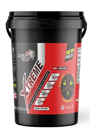 Muscle Garage Xtreme Mass Gainer | High Protein Weight Gainer with 24g Protein, 183 Calories, 2g Creatine | Extreme Energy Formula for Size, Strength & Recovery | Chocolate Flavor| 4.5 kg