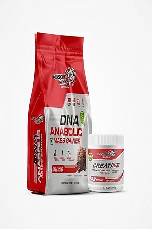 Muscle Garage DNA Anabolic Mass Gainer High Protein Weight Gainer Supplement for Muscle Growth & Recovery | Choco Carmel Flavor | 2.7Kg - 6LBS | With Creatine 100gm | Unflavoured