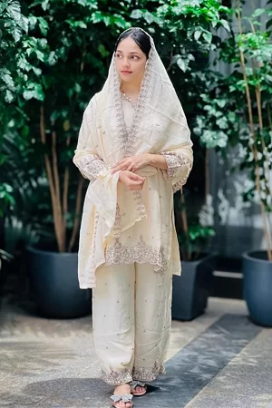 Buy Pure Chinon Silk Embroidered Co-ord Set with Dupatta | Premium Sequence Work Top & Plazzo for Women (M to XXL)