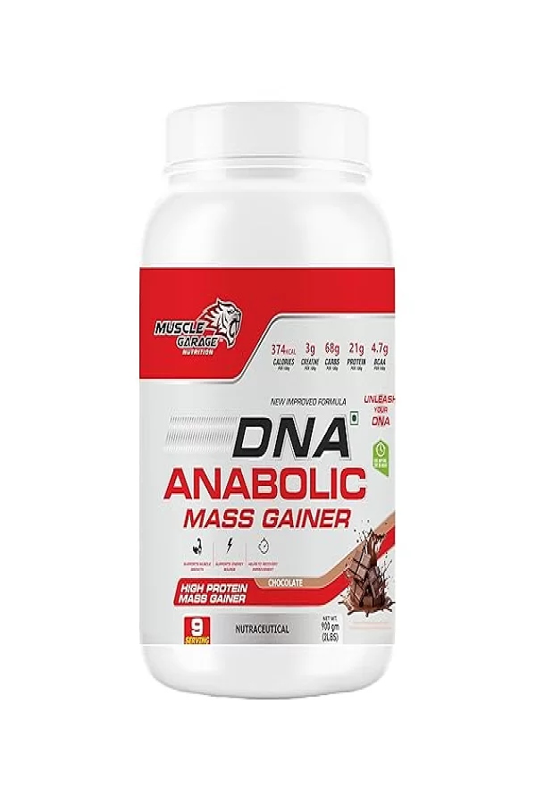 Muscle Garage DNA Anabolic High Protein Powder Mass Weight Gainer | Coffee |900 Gm /9 Servings