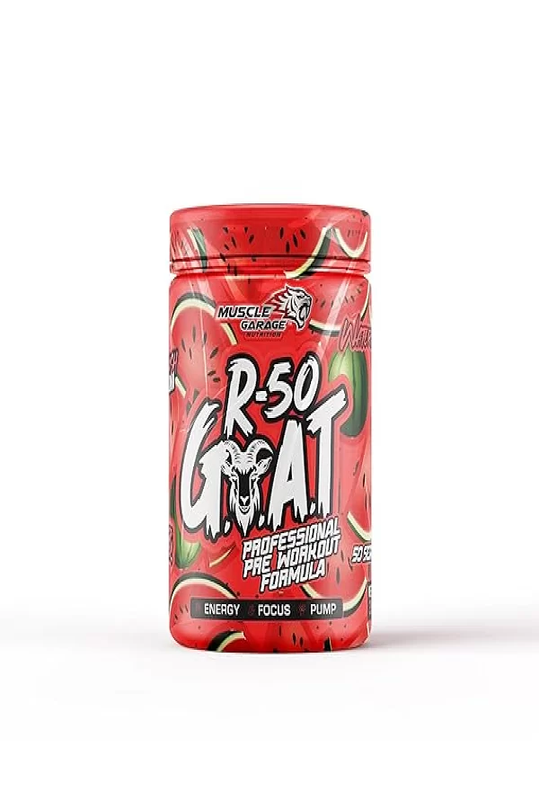 Muscle Garage R-50 GOAT Pre-Workout| Energy, Focus, Strength & Muscle Pump Booster | 50 Servings – Explosive Performance Supplement | 350 gm (350gm, Watermelon)