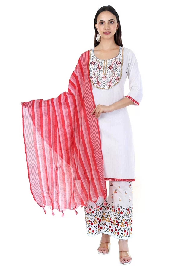 Kurti plazo dupatta set Ambroidery