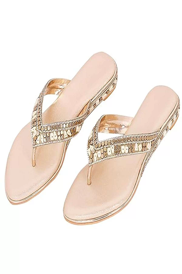 Golden embellished Sandals