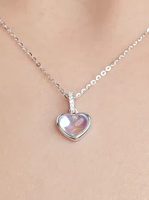 Rainbow Moonstone Heart Pendant Chain