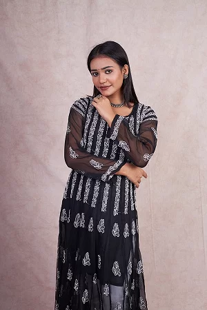 Kali Chikankari Anarkali